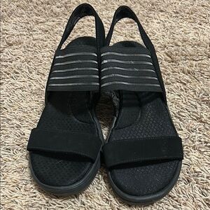 Skechers Black Casual Sandals with Textured Footbed